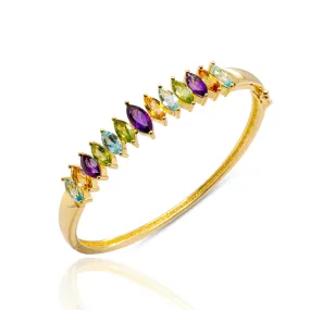 Rainbow Peridot Topaz Citrine Amethyst Garnet Bracelet in Sterling Silver