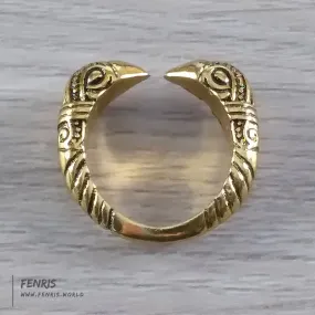 Raven Torc Ring Gold Viking Norse