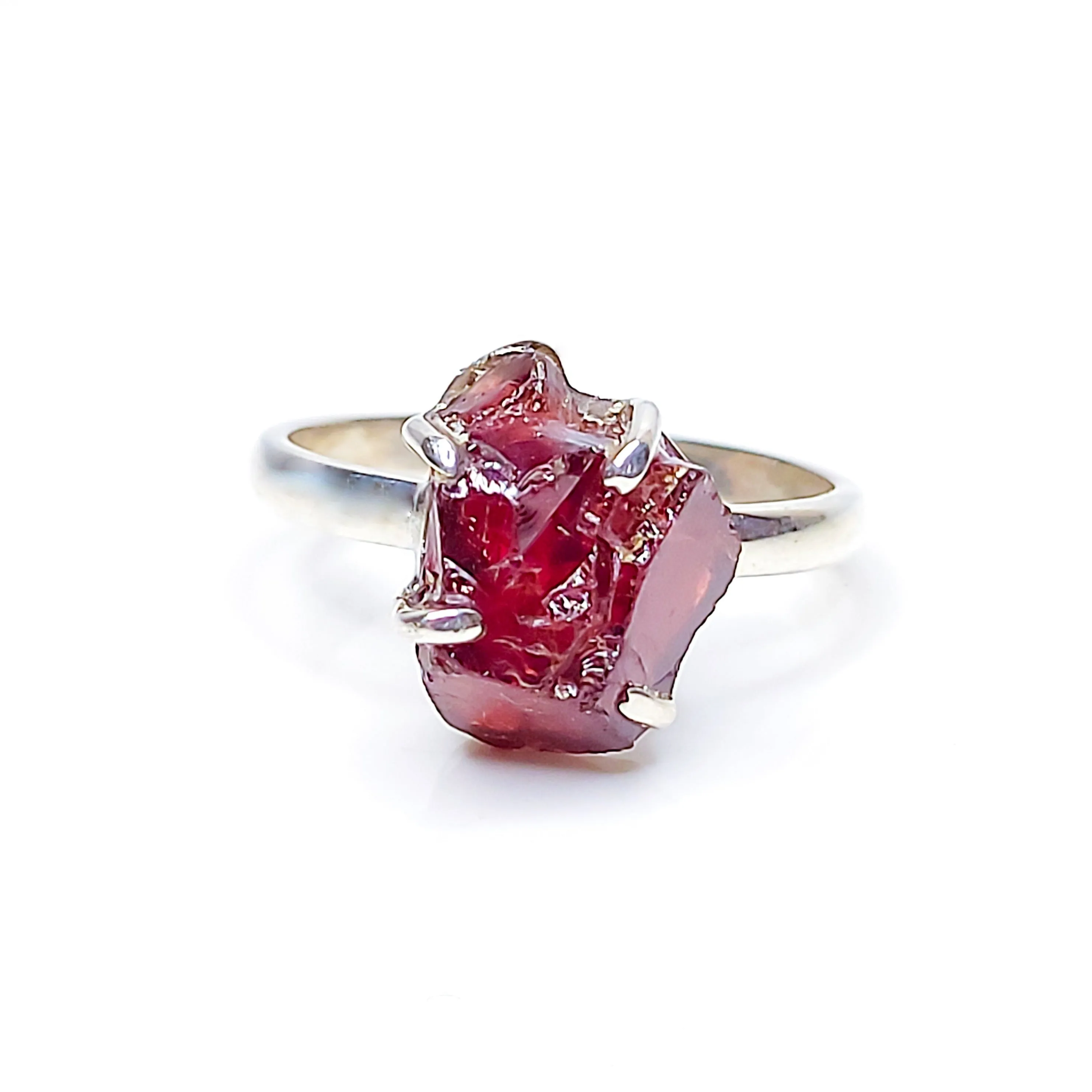 Raw Garnet Crystal Birthstone Ring