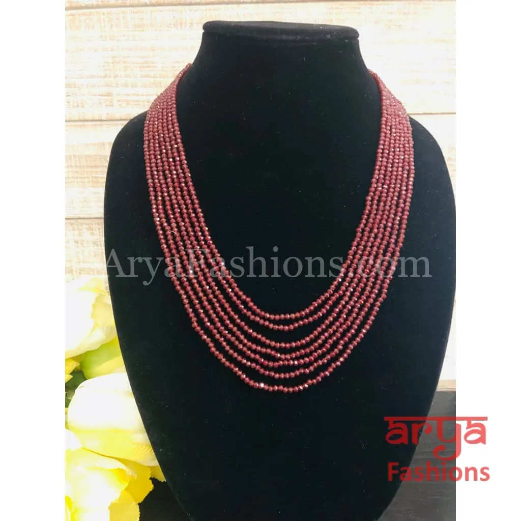 Razvi Colored Beads Multilayer Multi-strand Beaded Necklace