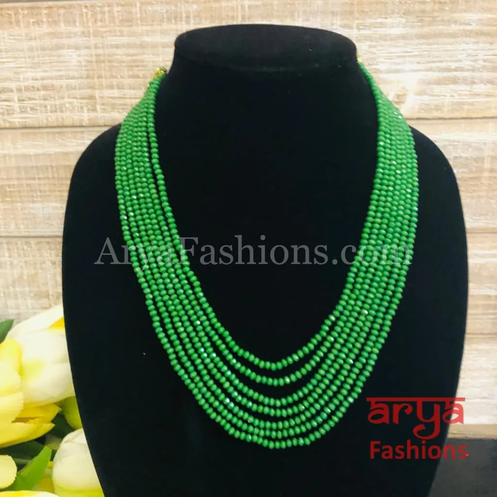 Razvi Colored Beads Multilayer Multi-strand Beaded Necklace