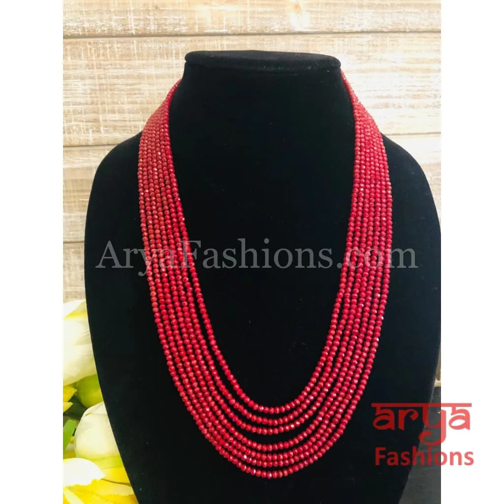 Razvi Colored Beads Multilayer Multi-strand Beaded Necklace