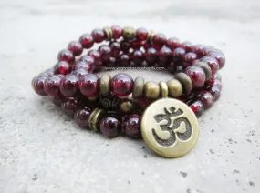 Red Garnet in 108 Bead Mala Necklace (convertible to Bracelet)