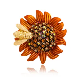 Rhinestone Bee Sunflower Brooch 水鑽蜜蜂向日葵胸針 (KCHM1111)