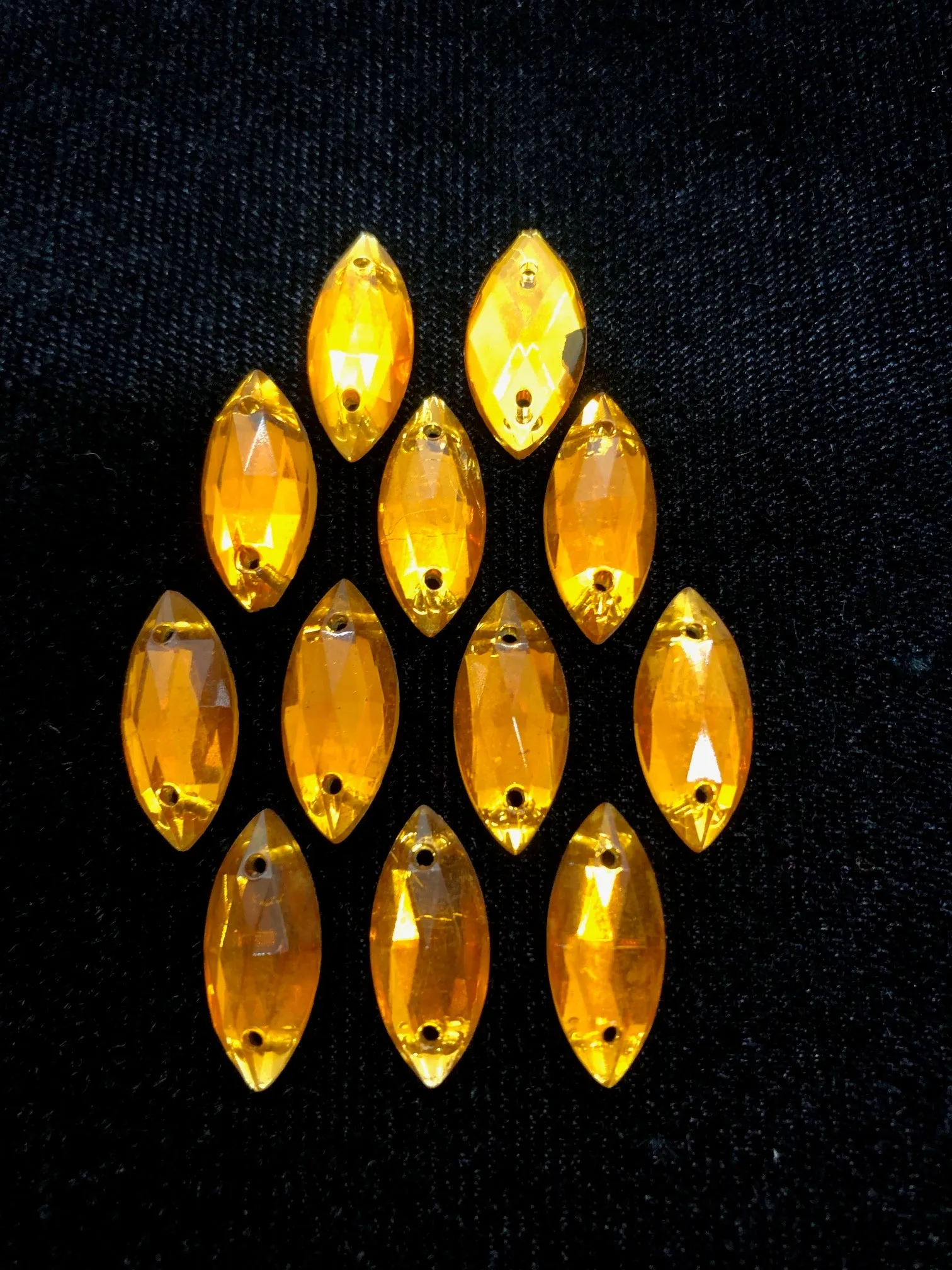 Rhinestones - 18x9mm Czech Topaz Navette Sew-On 12-Pack