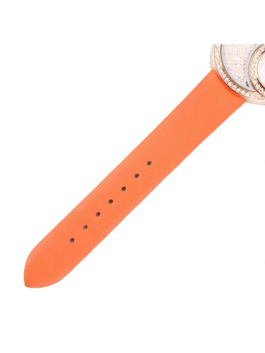 Rose Gold Pearl Side Dial - Crystal - Orange - 010