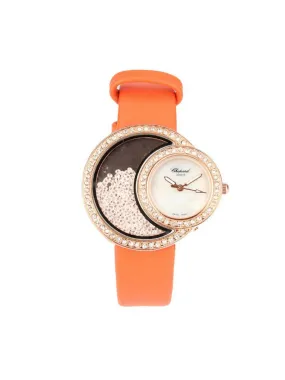 Rose Gold Pearl Side Dial - Crystal - Orange - 010