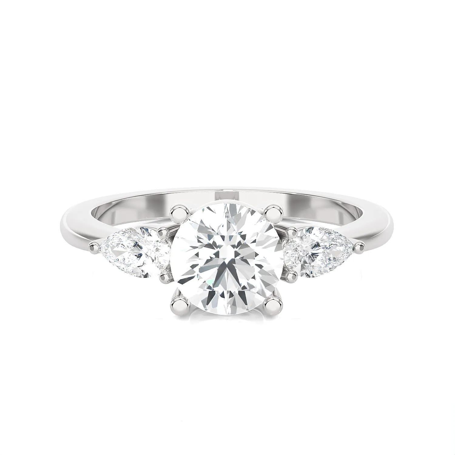 Round with Pear-Shaped Three Stone Lab Grown Diamond Ring