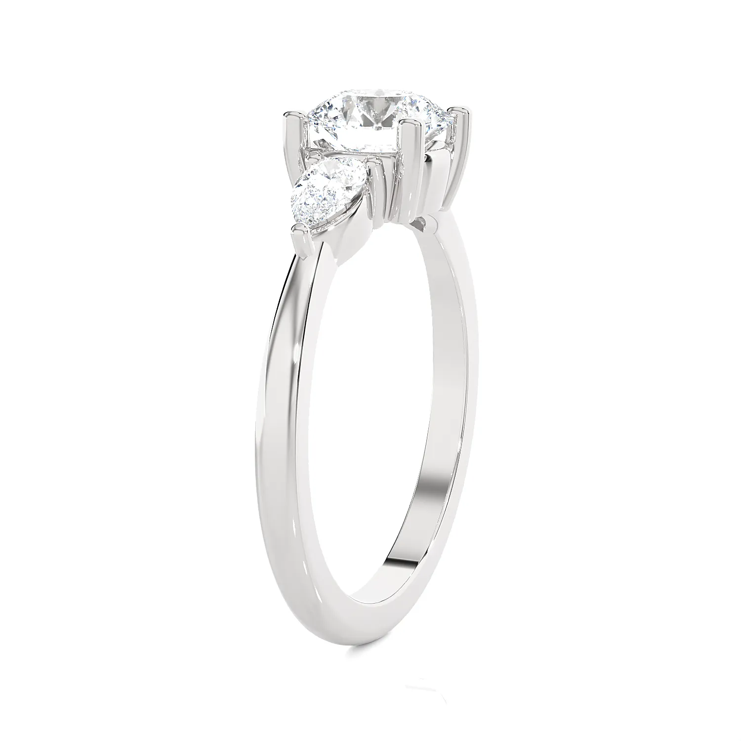 Round with Pear-Shaped Three Stone Lab Grown Diamond Ring