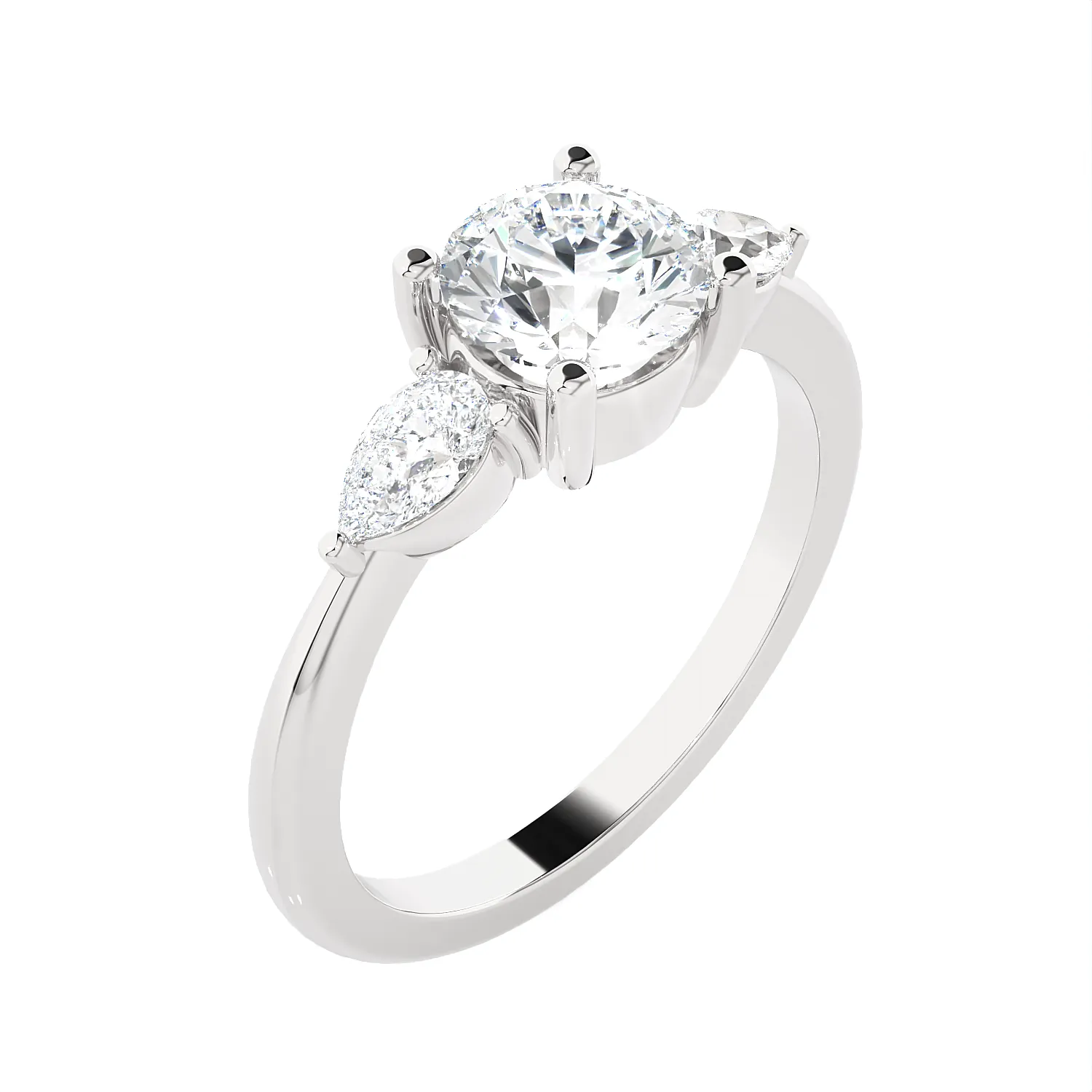 Round with Pear-Shaped Three Stone Lab Grown Diamond Ring