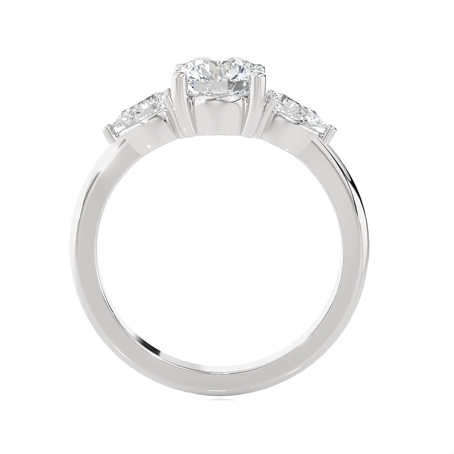 Round with Pear-Shaped Three Stone Lab Grown Diamond Ring