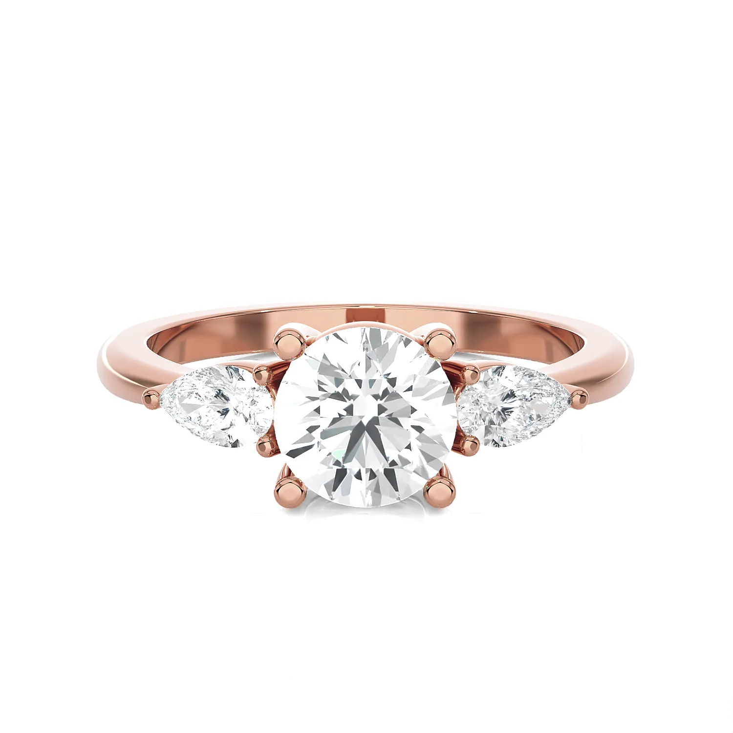 Round with Pear-Shaped Three Stone Lab Grown Diamond Ring