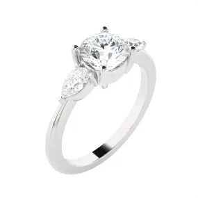 Round with Pear-Shaped Three Stone Lab Grown Diamond Ring