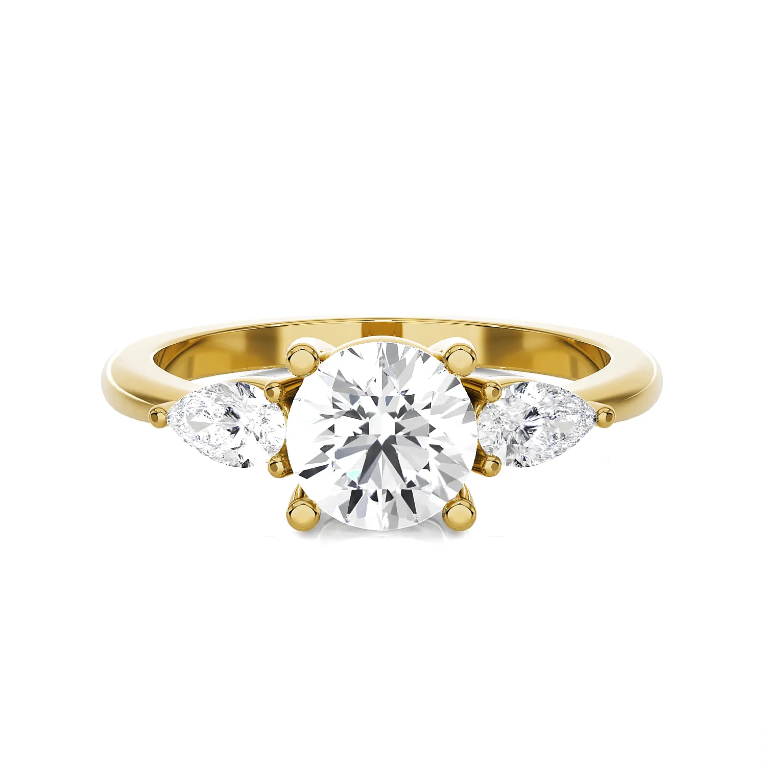 Round with Pear-Shaped Three Stone Lab Grown Diamond Ring