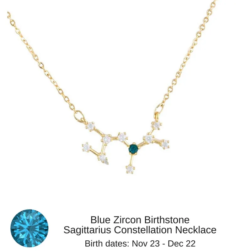 Sagittarius Constellation Zodiac Necklace with Blue Topaz Birthstone - "Star Candy"