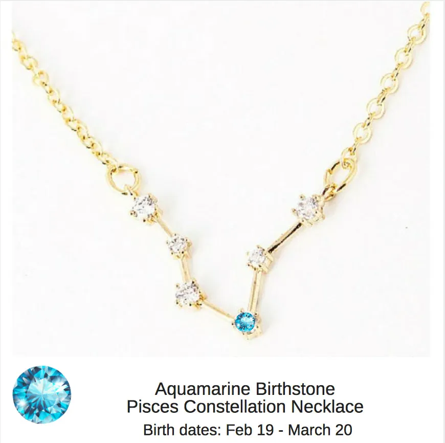 Sagittarius Constellation Zodiac Necklace with Blue Topaz Birthstone - "Star Candy"