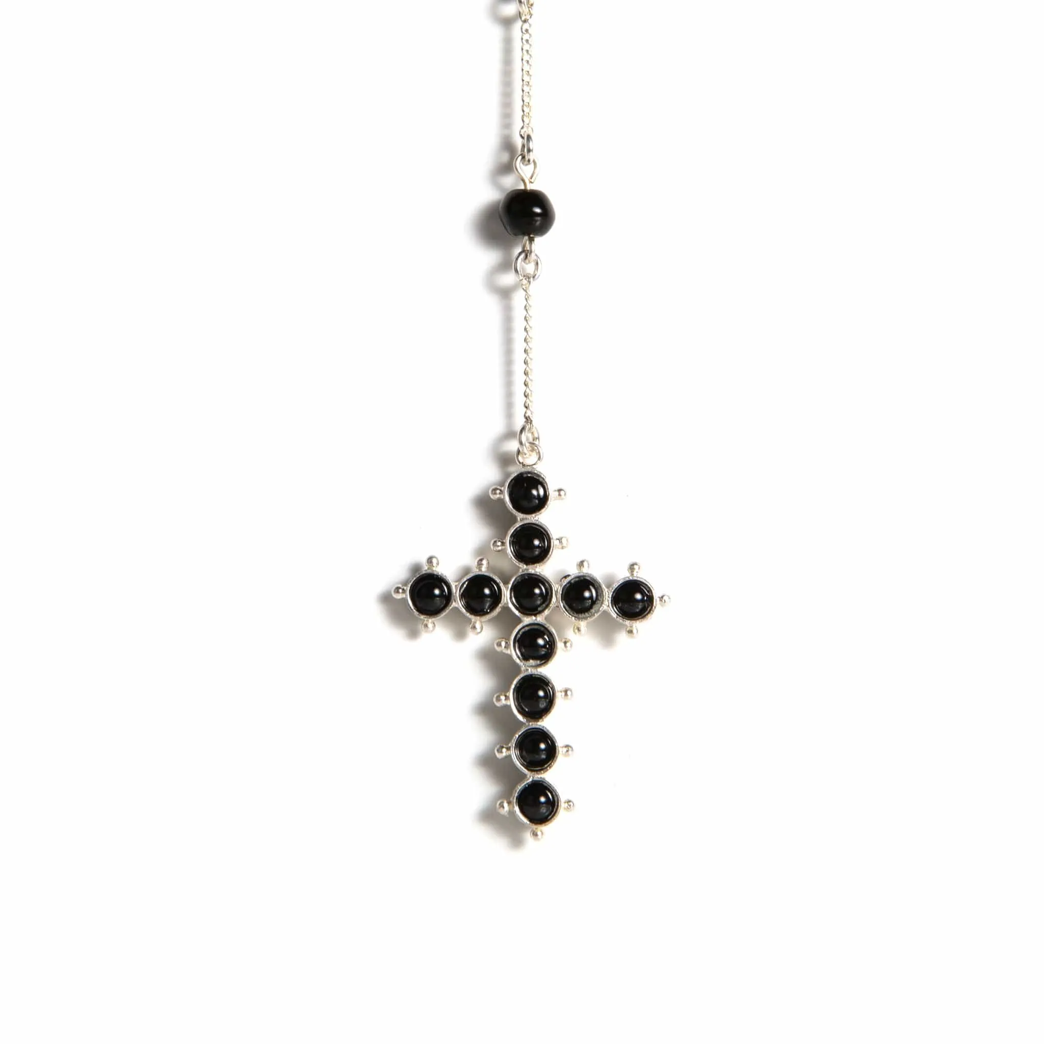 Saint Mia Rosary Style Necklace - Mystic Black Pearl