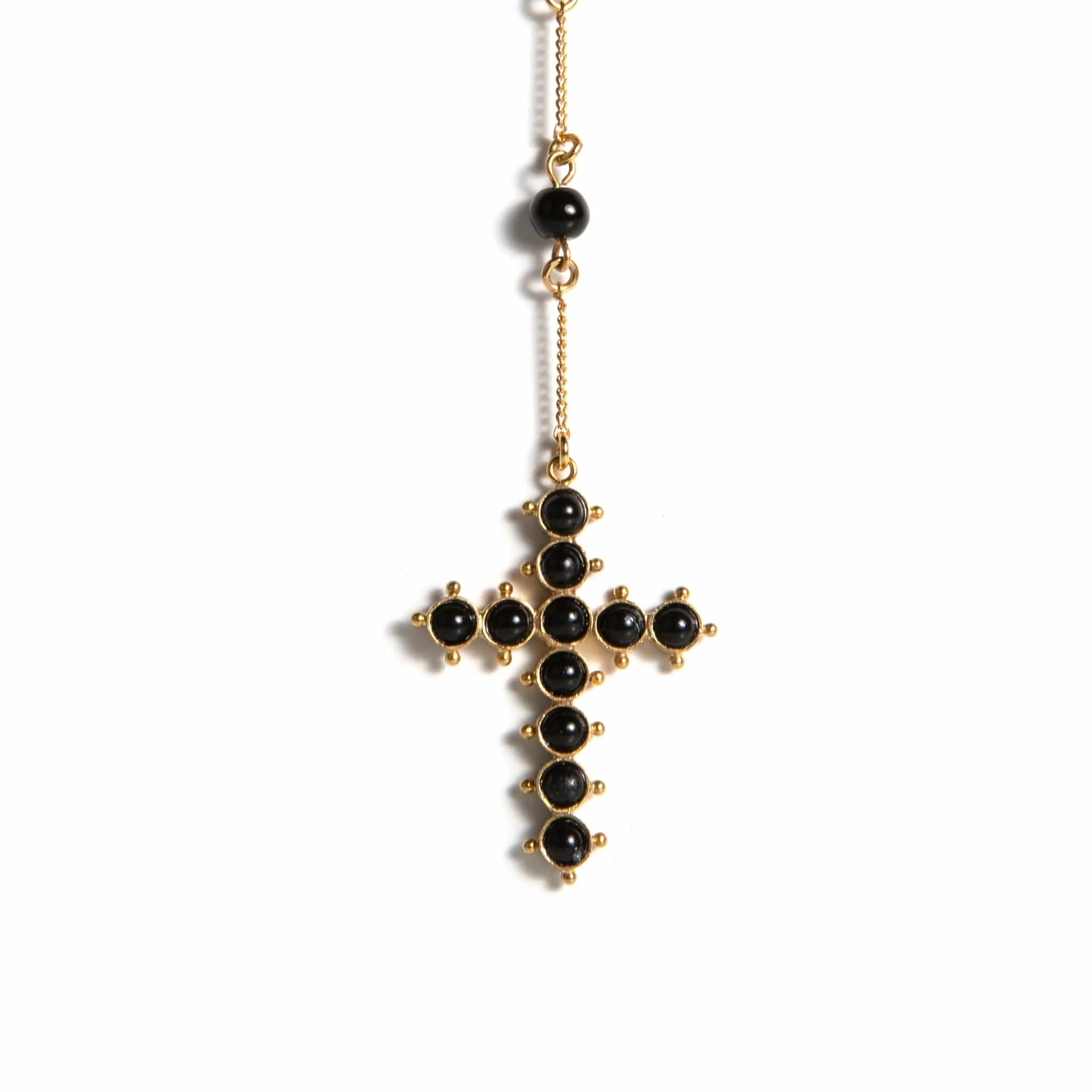 Saint Mia Rosary Style Necklace - Mystic Black Pearl