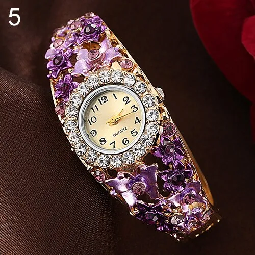 Sandwood Women Flower Butterfly Dress Watch Round Dial Rhinestone Bracelet Wristwatch fashion casual  new