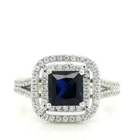 Sapphire & White Cubic Zirconia Ring