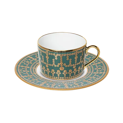 Set of 2 Teacups and Saucers Tiara black gold