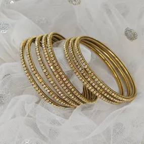 Sharmin- 8 Pcs Gold Plated  CZ Bangle Set