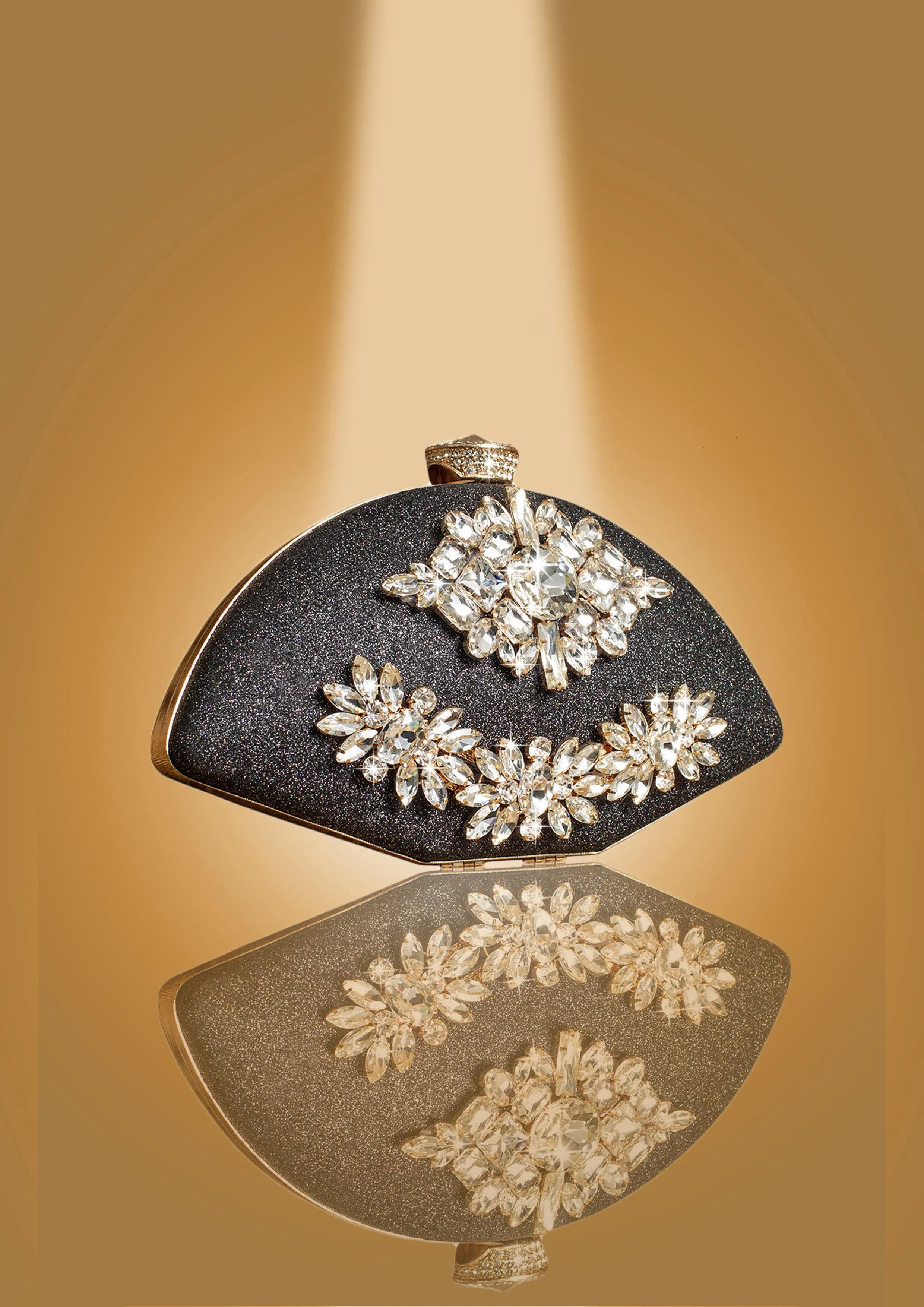 'Shiny Purse with Elaborate Golden Decoration' by Oorvi Desai (OD - B 34 - Black, Grey)