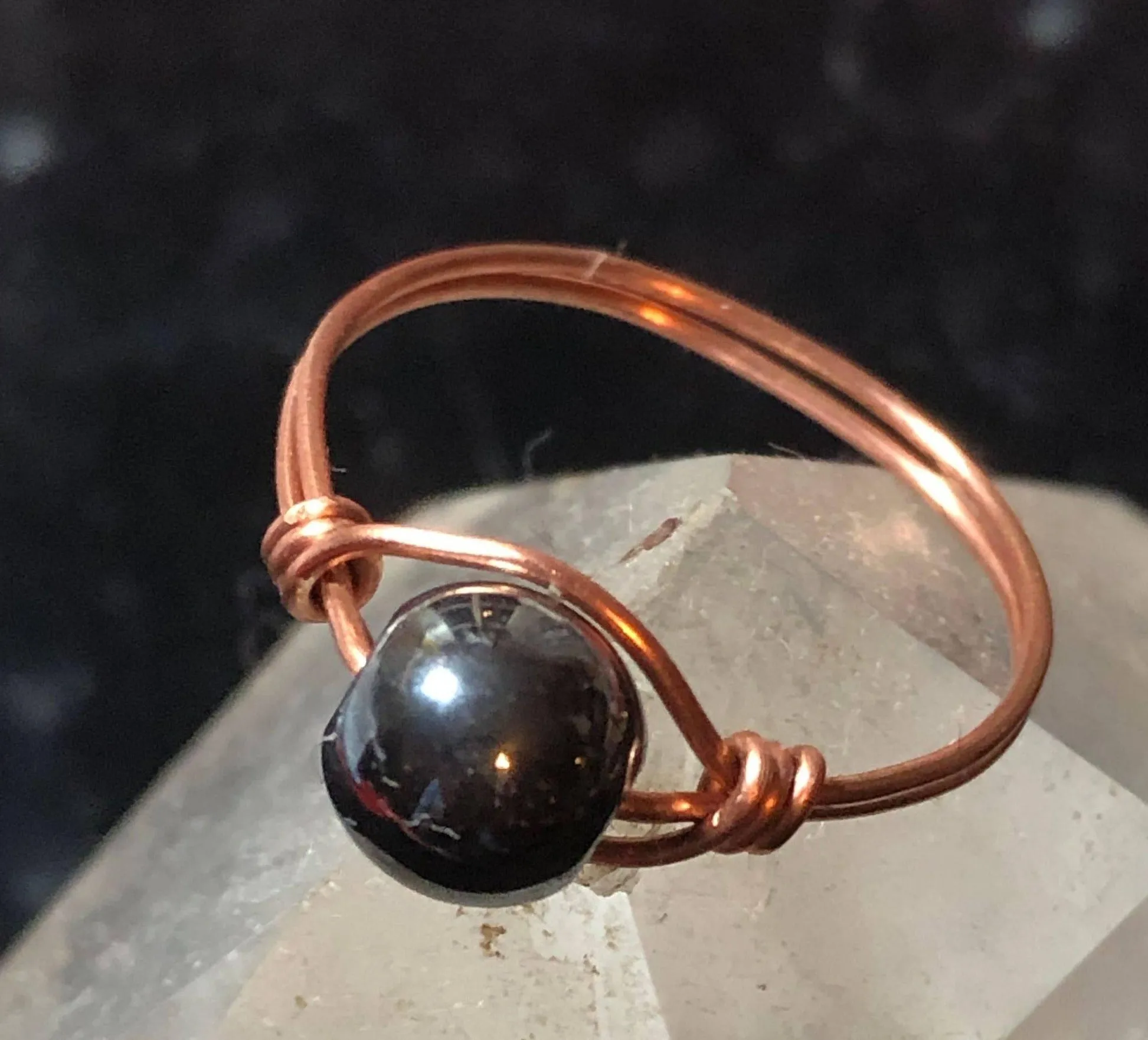 Shungite Copper Bead Ring