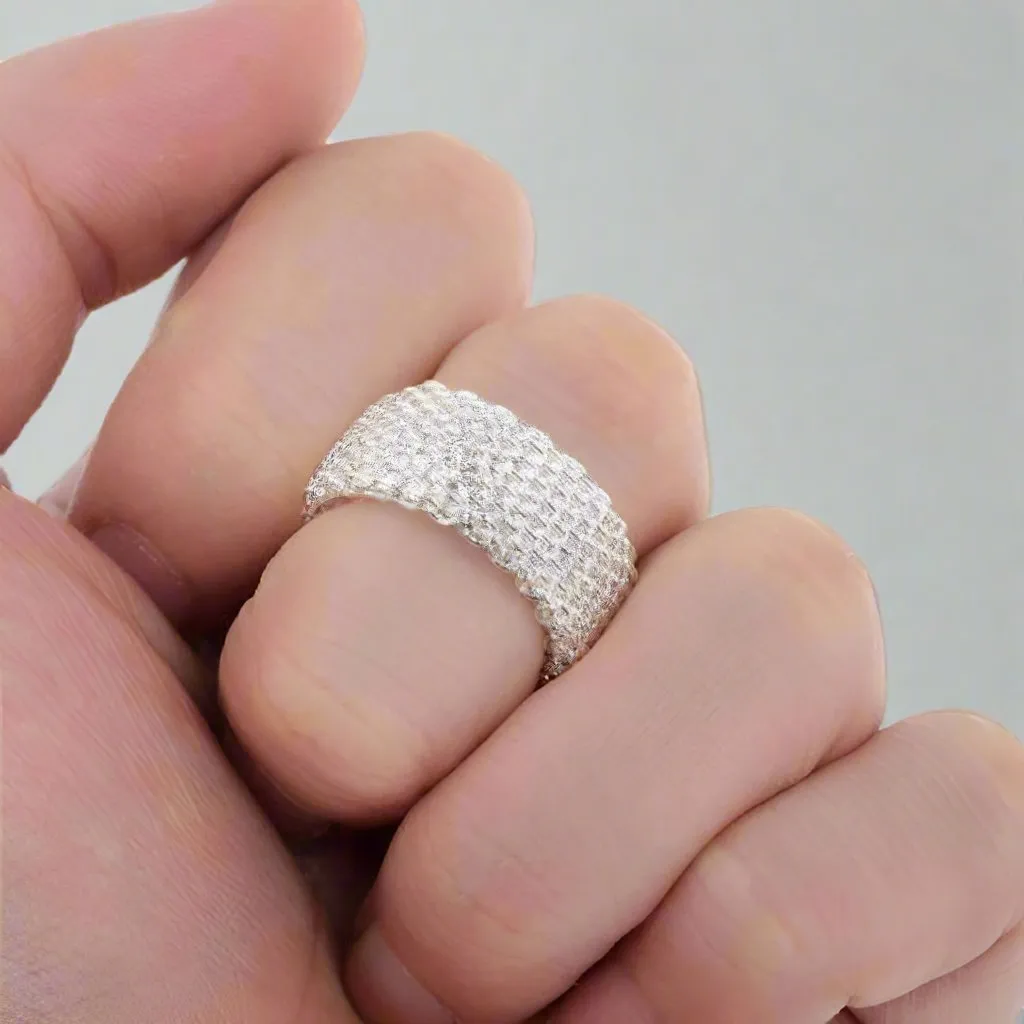 Silky Chains Silver Mesh Ring for Woman Flexible Everyday Wear