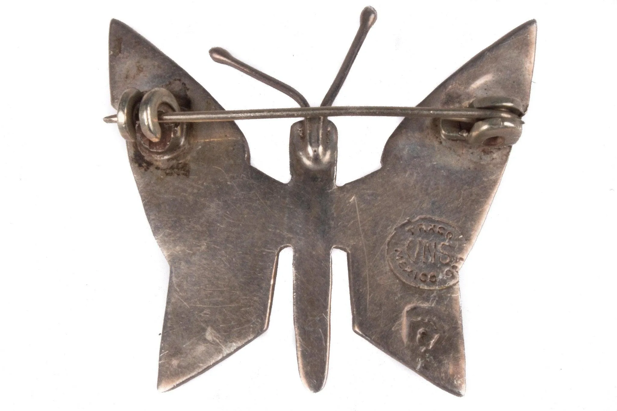 Silver and Abalone Mexican butterfly brooch