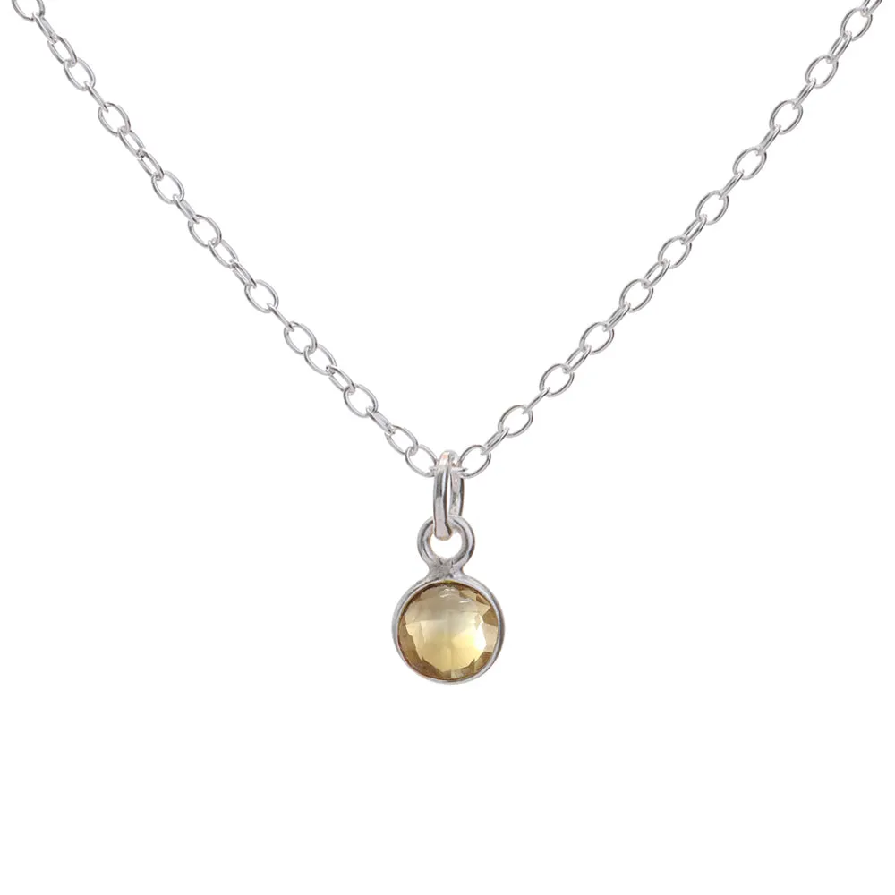 Silver Citrine November Birthstone Necklace