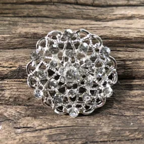 Silver Rhinestone Brooch - Style 15