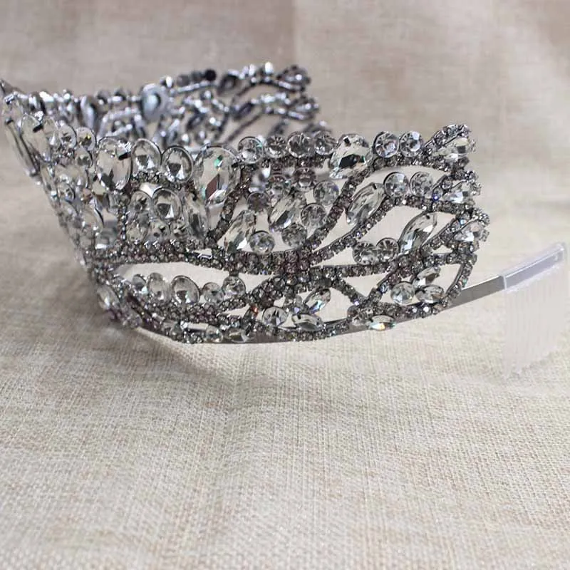 Silver Wedding Tiara  matching earring Crystal Bridal pageant Crown