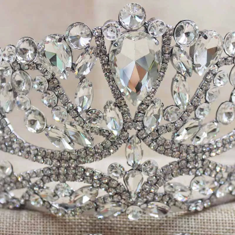 Silver Wedding Tiara  matching earring Crystal Bridal pageant Crown