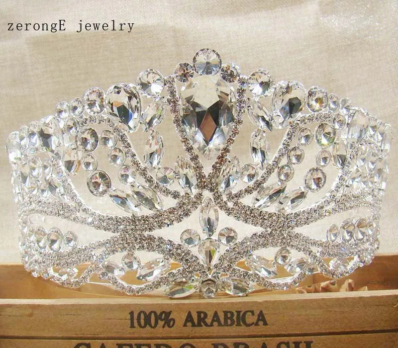 Silver Wedding Tiara  matching earring Crystal Bridal pageant Crown