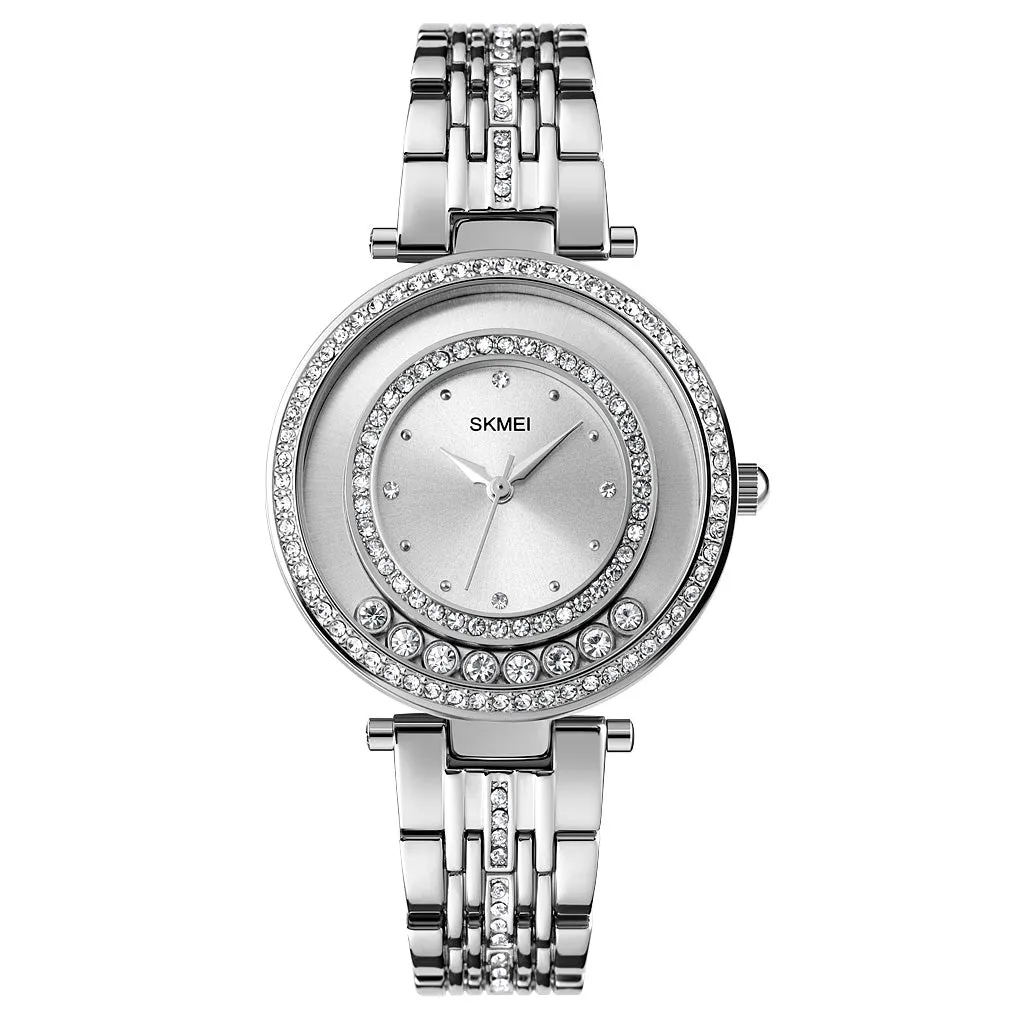 SKMEI 1740 Diamond Watches for Ladies w/ Stainless Steel Band