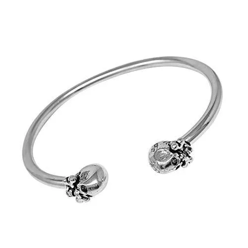 Skulls Bangle Bracelet For Women Sterling Silver