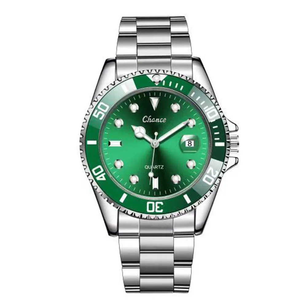 Small Green Watch Men's Waterproof Net Red Calendar Green Ghost Men's Steel Strap Watch