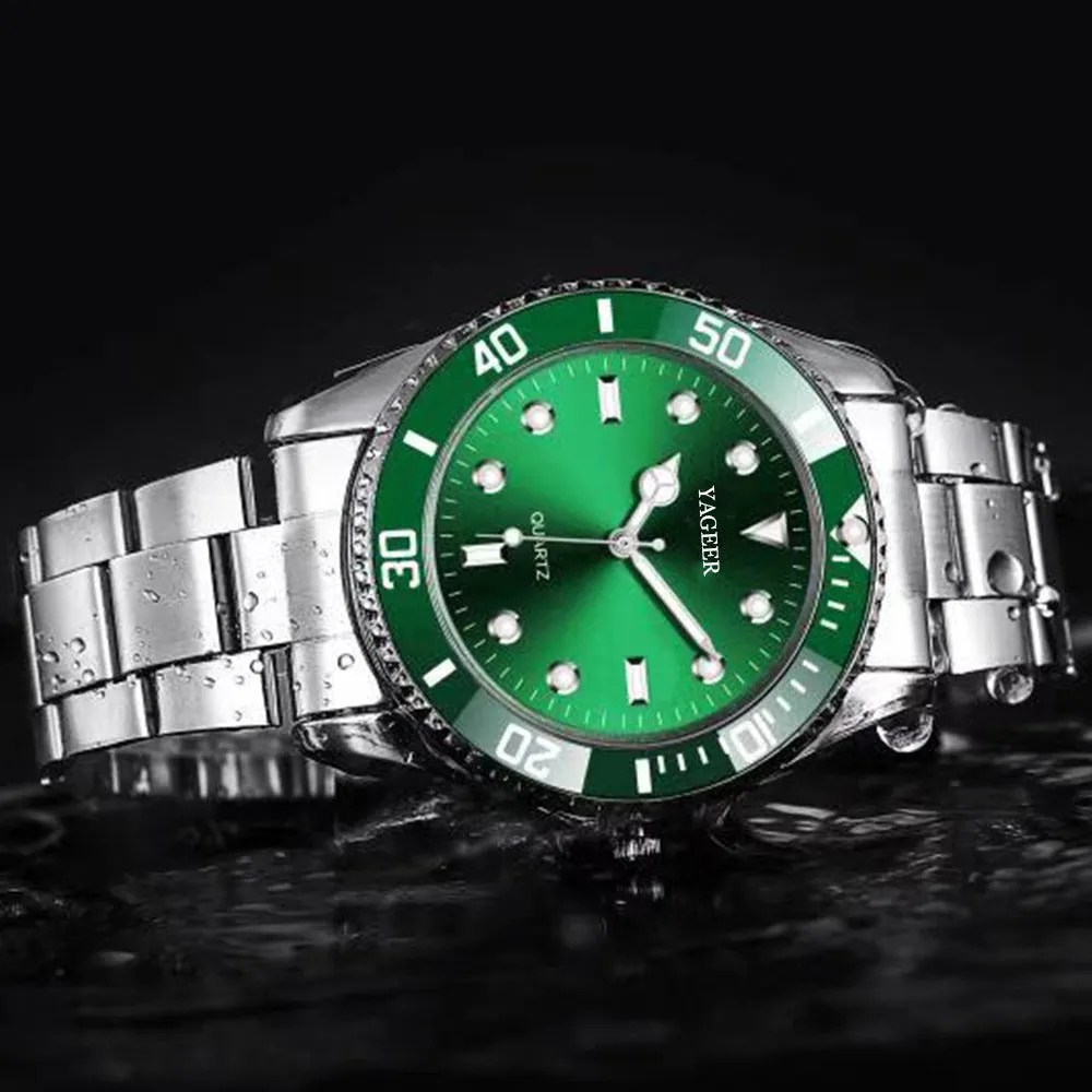 Small Green Watch Men's Waterproof Net Red Calendar Green Ghost Men's Steel Strap Watch