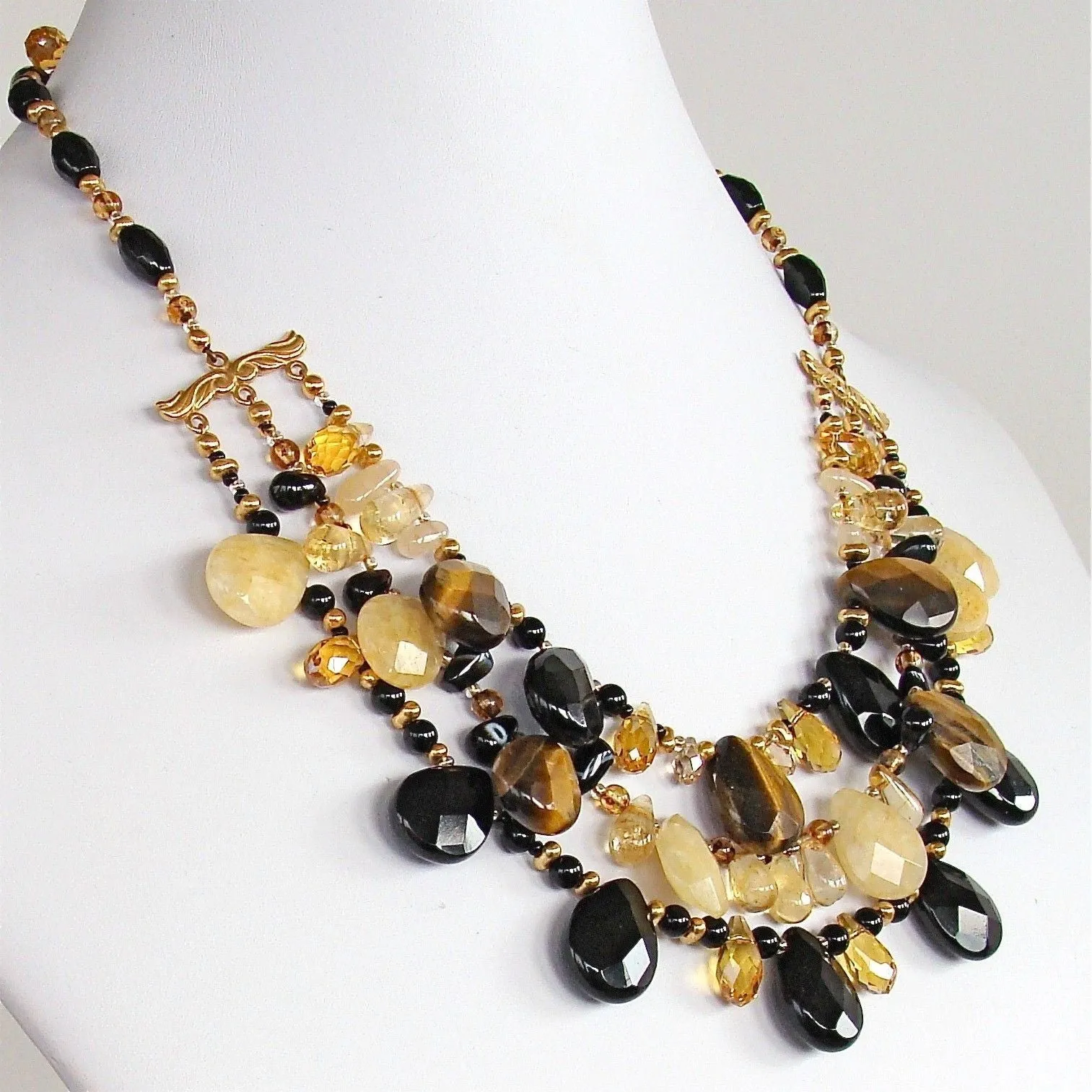 Smash: 17.5" Onyx and Tigers Eye Necklace