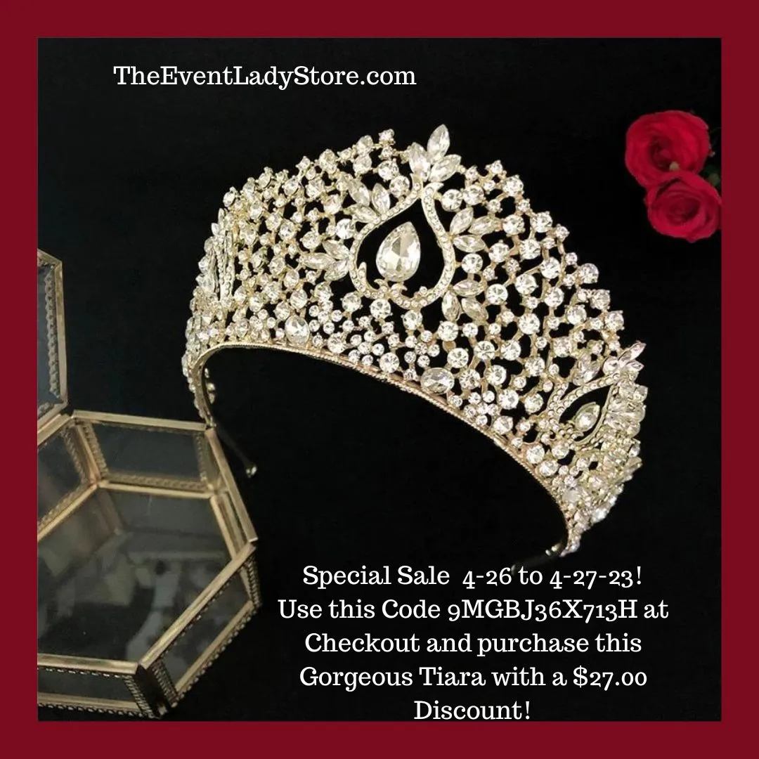 Solitaire Design Cubic Zirconia Tiara - Crown for Bride - Quinceanera or Pageant