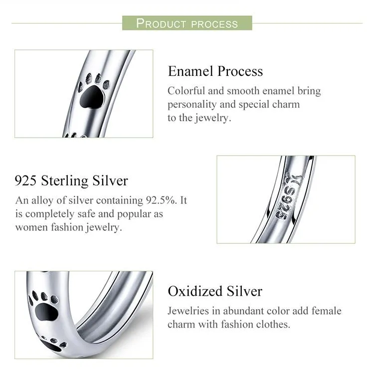 Stackable Pet Paw Rings, Cute, Simple Sterling Silver--Helps Rescued Animals Too!