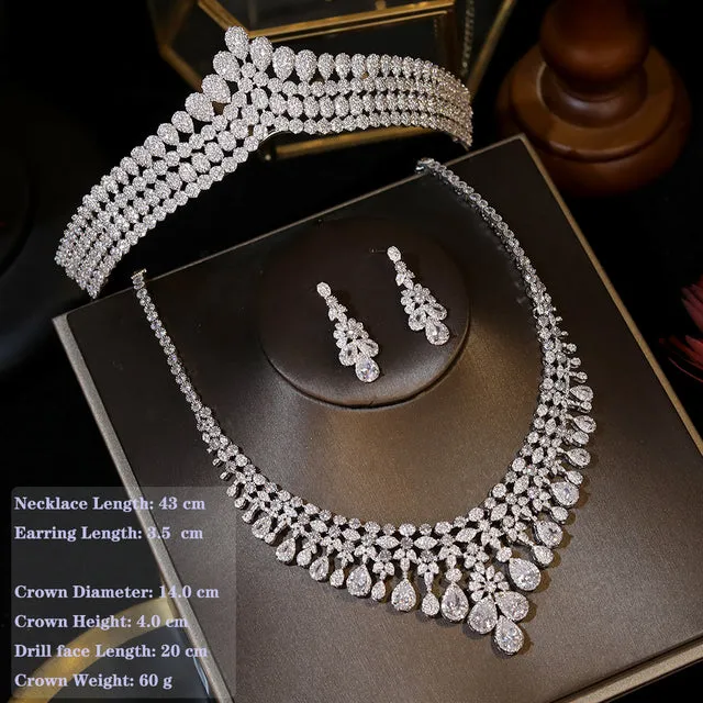 Stars Shine-High Quality Silver Cubic Zirconia Wedding Tiara and Jewelry Sets-Special Occasion