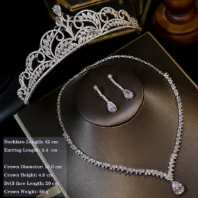 Stars Shine-High Quality Silver Cubic Zirconia Wedding Tiara and Jewelry Sets-Special Occasion