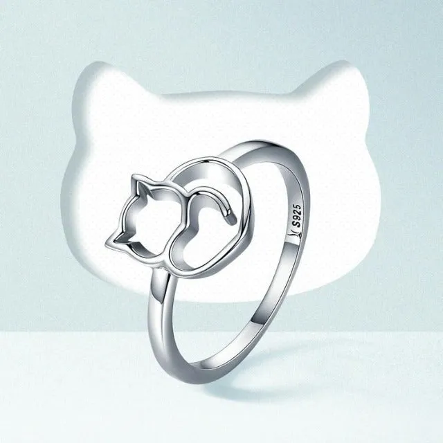 Sterling Silver Cubic Zirconia Cat Ring