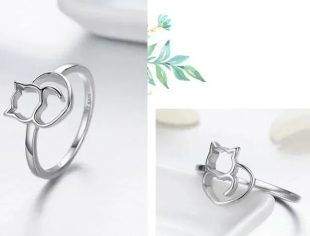 Sterling Silver Cubic Zirconia Cat Ring