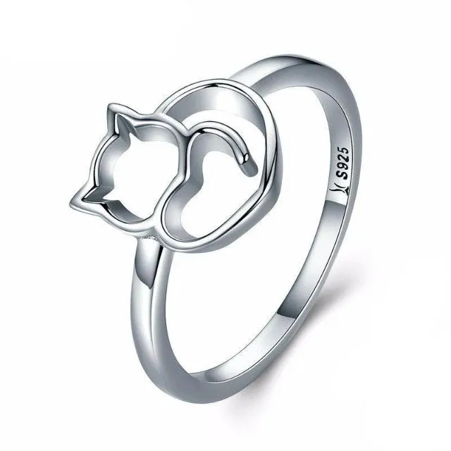 Sterling Silver Cubic Zirconia Cat Ring