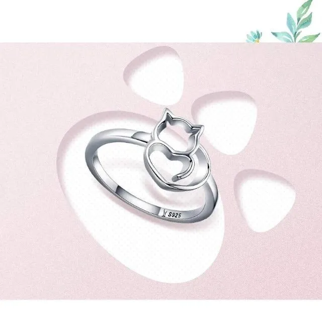 Sterling Silver Cubic Zirconia Cat Ring