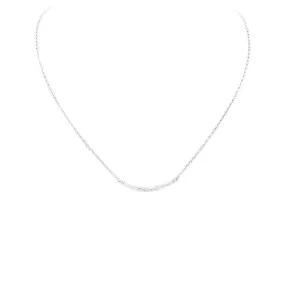 Sterling Silver CZ Curved Bar Pendant Necklace