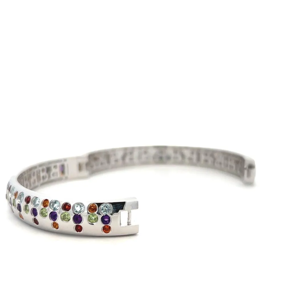 Sterling Silver Multi Gemstone Bangle Bracelet by Samuel B.